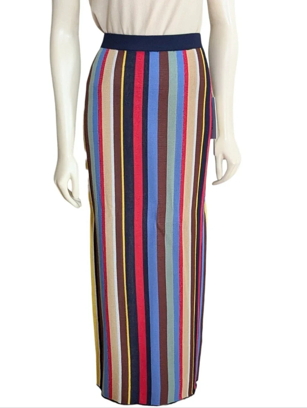 STAUD Striped Midi Skirt Size Medium - Picture 1 of 7
